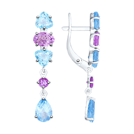 Серьги SOKOLOV - Серебро 925, Аметист, Топаз (арт. 92021765)