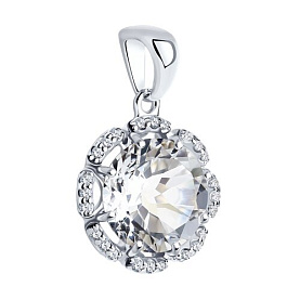Подвеска SOKOLOV - Серебро 925, Горный хрусталь, Фианит (арт. 92030404)