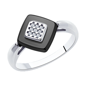Кольцо Diamant - Серебро 925, Керамика, Фианит (арт. 94-110-01270-1)