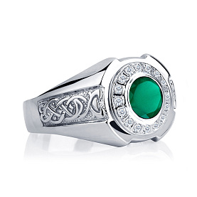 Кольцо Platinum Lab. - Платина 950, Изумруд, Бриллиант (арт. ПК-080И-01)