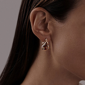 Серьги SOKOLOV - Золото 585, Гранат, Фианит (арт. 724987)