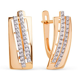 Серьги ЮФ Династия - Золото 585, Фианит (арт. 025412-1102)