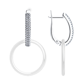 Серьги Diamant - Серебро 925, Керамика, Фианит (арт. 94-121-01318-2)