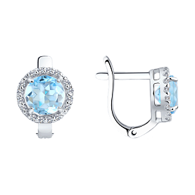 Серьги SOKOLOV - Серебро 925, Топаз, Фианит (арт. 92021162)