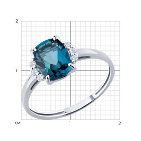 Кольцо SOKOLOV - Золото 585, Топаз лондон, Фианит (арт. 717184-3)