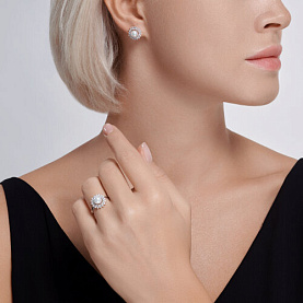 Кольцо SOKOLOV - Серебро 925, Жемчуг синтетический, Фианит (арт. 94013901)