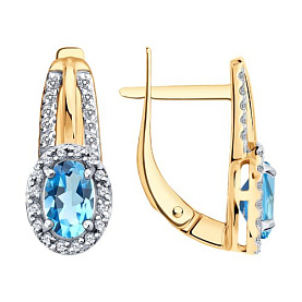 Серьги SOKOLOV - Золото 585, Топаз, Фианит (арт. 729337)