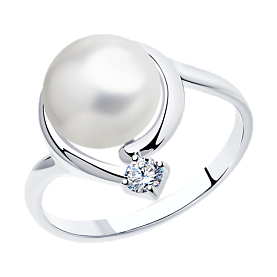 Кольцо Diamant - Серебро 925, Жемчуг культивированный, Фианит (арт. 94-310-01111-1)