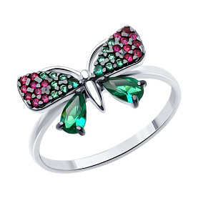 Кольцо SOKOLOV - Серебро 925, Синтетический рубин, Фианит (арт. 94013876)