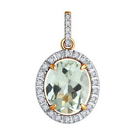 Подвеска Diamant - Золото 585, Празиолит, Фианит (арт. 51-330-02442-3)