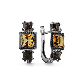 Серьги Дар - Серебро 925, Раухтопаз, Фианит, Цитрин (арт. С-5255чрс40507216)