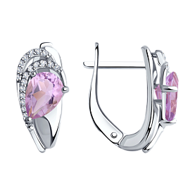 Серьги Diamant - Серебро 925, Аметист, Фианит (арт. 94-320-00548-3)
