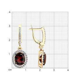 Серьги Diamant - Серебро 925, Гранат, Фианит (арт. 93-321-01999-3)