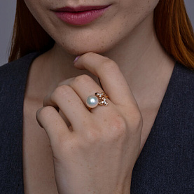 Кольцо Diamant - Серебро 925, Жемчуг культивированный, Фианит (арт. 93-310-02080-1)