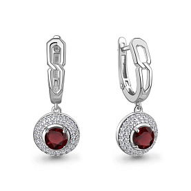 Серьги Аквамарин - Серебро 925, Гранат, Фианит (арт. 45013103А.5)