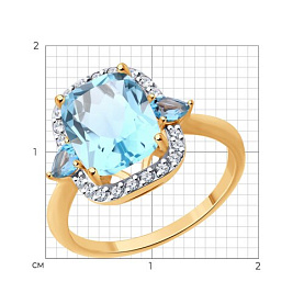 Кольцо SOKOLOV - Золото 585, Топаз, Фианит (арт. 717160)