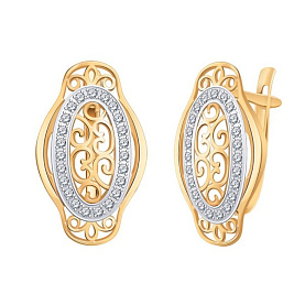 Серьги Атолл - Золото 585, Фианит (арт. 21241)