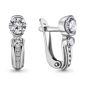 Серьги Аквамарин - Серебро 925, Фианит (арт. 434301А.5)