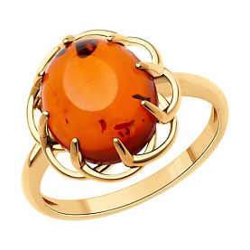 Кольцо SOKOLOV - Серебро 925, Янтарь (арт. 83010198)