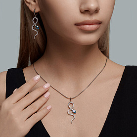 Подвеска SOKOLOV - Серебро 925, Топаз, Фианит (арт. 92030772)