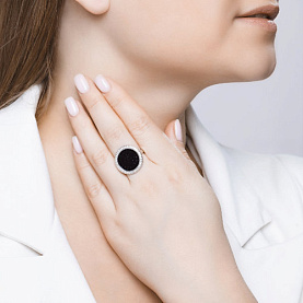 Кольцо SOKOLOV - Серебро 925, Авантюриновое стекло, Фианит (арт. 94013022)