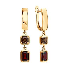 Серьги Diamant - Серебро 925, Гранат, Раухтопаз (арт. 93-321-01769-1)