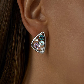 Серьги Diamant - Серебро 925, Аметист, Топаз, Топаз лондон, Фианит (арт. 94-320-00658-1)