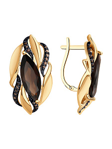 Серьги SOKOLOV - Серебро 925, Раухтопаз, Фианит (арт. 92023086)