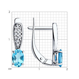 Серьги Diamant - Серебро 925, Топаз, Фианит (арт. 94-320-00176-1)
