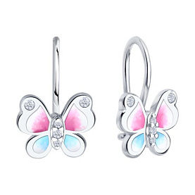 Серьги Diamant - Серебро 925, Фианит, Эмаль (арт. 94-120-02185-1)