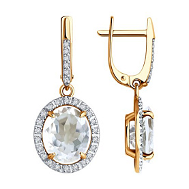 Серьги Diamant - Золото 585, Фианит, Горный хрусталь (арт. 51-321-02442-4)