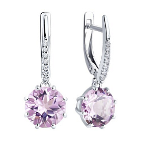 Серьги Diamant - Серебро 925, Аметист, Фианит (арт. 94-321-02040-2)