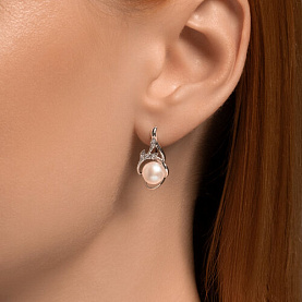 Серьги SOKOLOV - Серебро 925, Жемчуг культивированный, Фианит (арт. 92022999)