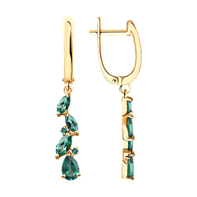 Серьги SOKOLOV - Золото 585, Синтетический изумруд (арт. 727263)