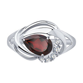 Кольцо SOKOLOV - Серебро 925, Гранат, Фианит (арт. 92011916)
