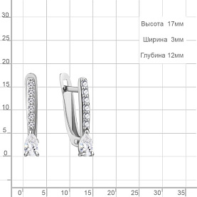 Серьги Аквамарин - Серебро 925, Фианит (арт. 400437.5)