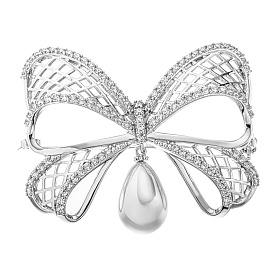 Брошь Мастер Клио - Серебро 925, Жемчуг имитация, Фианит (арт. 24В150154)