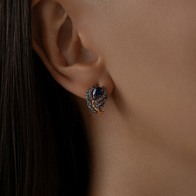Серьги SOKOLOV - Серебро 925, Синтетический сапфир , Фианит (арт. 88020078)