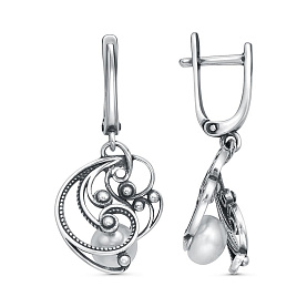 Серьги Красная пресня - Серебро 925, Жемчуг культивированный (арт. 33316090)