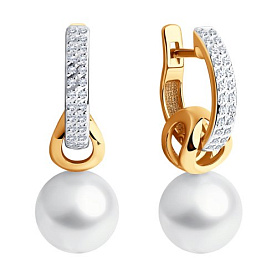 Серьги SOKOLOV - Золото 585, Swarovski , Жемчуг культивированный (арт. 792239)