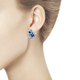 Серьги SOKOLOV - Серебро 925, Фианит, Эмаль (арт. 94022826)