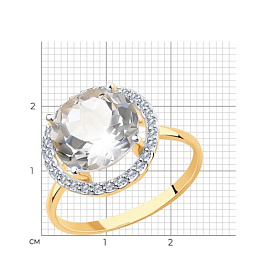 Кольцо SOKOLOV - Золото 585, Горный хрусталь, Фианит (арт. 715819)