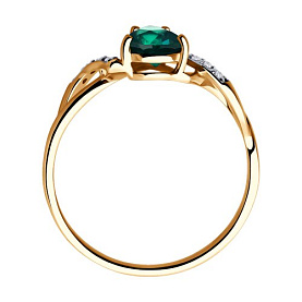 Кольцо SOKOLOV - Золото 585, Синтетический изумруд, Фианит (арт. 716328)