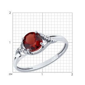 Кольцо Diamant - Серебро 925, Гранат, Фианит (арт. 94-310-00175-2)