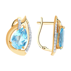 Серьги Diamant - Золото 585, Топаз, Фианит (арт. 51-320-00931-1)