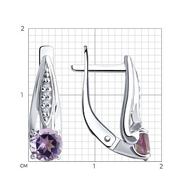 Серьги Diamant - Серебро 925, Аметист, Фианит (арт. 94-320-00498-1)
