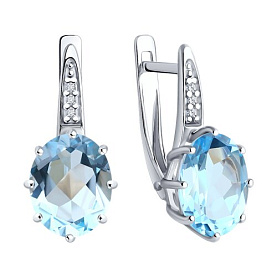 Серьги Diamant - Серебро 925, Топаз, Фианит (арт. 94-320-02054-1)
