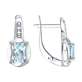 Серьги SOKOLOV - Серебро 925, Топаз, Фианит (арт. 92023286)