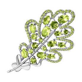 Брошь SOKOLOV - Серебро 925, Фианит, Хризолит (арт. 92040096)