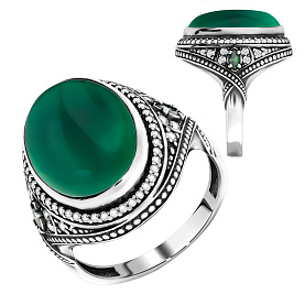 Кольцо KRASNOE - Серебро 925, Агат, Фианит (арт. 1310390960л-60)